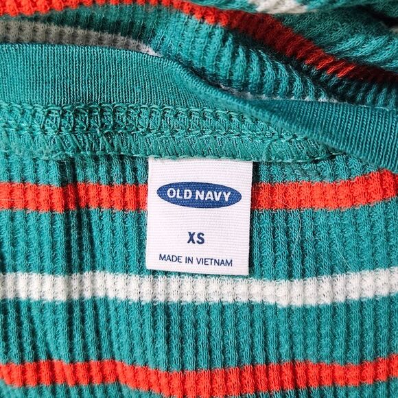 Old Navy Green Stripe Christmas Holiday Elf Onesie Longjohn Pajamas - Picture 5 of 5